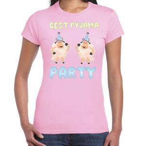 Verkleed T-shirt voor dames - best pyjama party - roze - carnaval - foute party