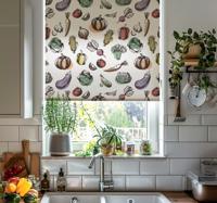 Ingrediënten patroon retro stijl raambekleding keuken