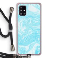 Waterverf blauw: Samsung Galaxy A51 5G Transparant Hoesje met koord Waterverf blauw: Samsung Galaxy A51 5G Transparant Hoesje met koord