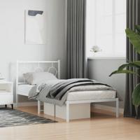 Bedframe met hoofdbord metaal wit 90x190 cm