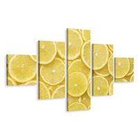 Schilderij - Gesneden citroenen, 5luik, Premium print - thumbnail