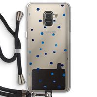 Blauwe stippen: Samsung Galaxy A8 (2018) Transparant Hoesje met koord