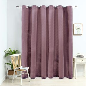 VidaXL Gordijn verduisterend met ringen 290x245 cm fluweel antiekroze