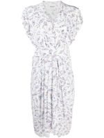 MARANT ÉTOILE robe imprimée Almeya à ourlet asymétrique - Blanc