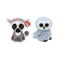 Ty - Knuffel - Beanie Boo's - Linus Lemur & Owlette Owl - thumbnail