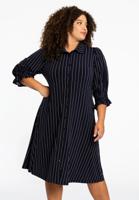 Yoek Jurk met knopen PINSTRIPE | Blauw | Maat 50/52