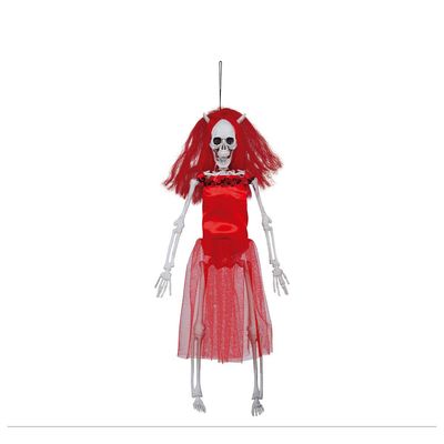 Horror/halloween decoratie skelet/geraamte pop - duivel vrouw - hangend - 40 cm