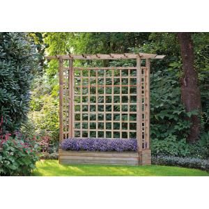 Houten rozenboog met bloembak 245 x 193 cm