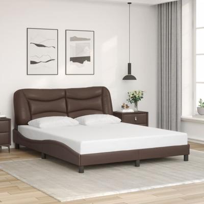 Bedframe met hoofdbord kunstleer bruin 160x200 cm