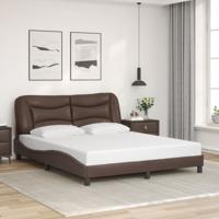 Bedframe met hoofdbord kunstleer bruin 160x200 cm