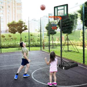 154-210 cm In Hoogte Verstelbaar Basketbalstandaard Binnen/Buiten Basketbalkorf met Standaard en 2 Wielen voor Kinderen/ Volwassenen