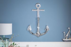 Maritieme wanddecoratie SEVEN SEAS 70cm zilver 3D anker - 38600