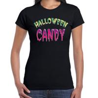 Halloween candy snoepje - verkleed t-shirt - zwart - voor dames - verkleedkleding