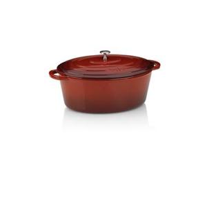 Braadpan Gietijzer Ovaal Rood, 36 cm x 29 cm- Kela | Calido