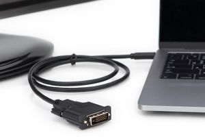 Digitus AK-300332-020-S USB-C-displaykabel USB-C / DVI Adapterkabel USB-C stekker, DVI-D 24+1-polige stekker 2.00 m Zwart Afgeschermd, Afgeschermd (dubbel)