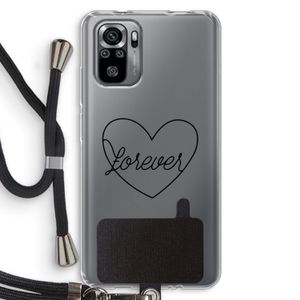 Forever heart black: Xiaomi Redmi Note 10S Transparant Hoesje met koord