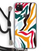 Colored Zebra: Pixel 4a Transparant Hoesje met koord