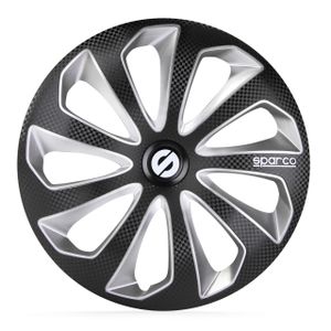 4-Delige Sparco Wieldoppenset Sicilia 15-inch zwart/zilver/carbon SP1575BKSVC