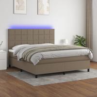 Boxspring met matras en LED stof taupe 180x200 cm