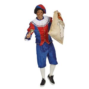 Piet verkleed kostuum 4-delig - blauw/rood - polyester - pietenpak voor volwassenen