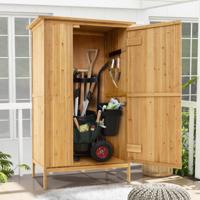 Buitenopslagkast Houten Tuinschuur met Asfalt Dak 3 Planken Afsluitbare Deur 5 Haken Natuur 91 x 66 x 150 cm