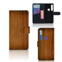 Motorola Moto G8 Plus Book Style Case Donker Hout - thumbnail