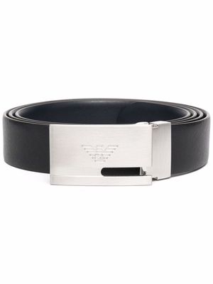 Emporio Armani ceinture en cuir à boucle logo - Noir