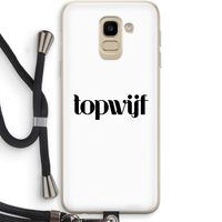 Topwijf Wit: Samsung Galaxy J6 (2018) Transparant Hoesje met koord