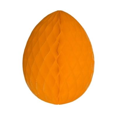 Paas decoratie ei van papier - oranje - 10 cm - brandvertragend crepepapier - Pasen