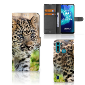 Motorola G8 Power Lite Telefoonhoesje met Pasjes Baby Luipaard
