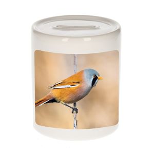 Foto baardmannetje vogel spaarpot 9 cm - Cadeau vogels liefhebber