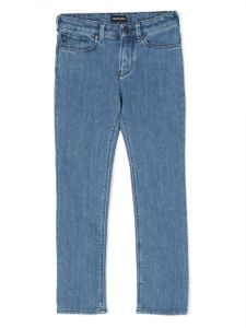 Emporio Armani Kids jean droit à plaque logo - Bleu