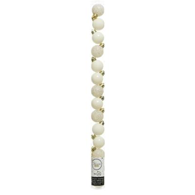Decoris Mini kerstballen - 14x- wol wit - D3 cm - kunststof