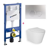 Geberit Delta UP100 toiletset 30 wandcloset wit mat 49 cm met softclose zitting en drukplaat chroom