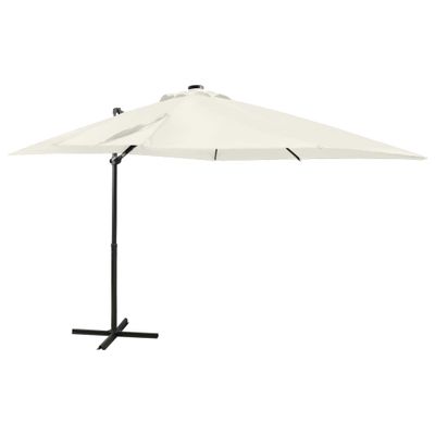 VidaXL Zweefparasol met paal en led-verlichting 250 cm zandkleurig