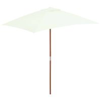 Tuinparasol met houten paal 150x200 cm zandkleurig - thumbnail