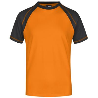 Heren t-shirt - oranje/zwart - katoen - 160 grams - herenkleding
