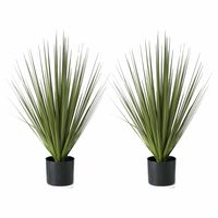 2x Groene grasplanten/kunstplanten Carex 78 cm in zwarte pot - thumbnail