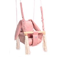 Luxe houten konijn handgemaakte roze baby schommel en kinder schommel met konijn vormig kussen