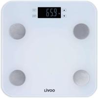 LIVOO DOM427W - Weegschaal voor het lichaam - 13 gebruikersgeheugens - 180 kg - Lcd-display van gehard glas - Wit