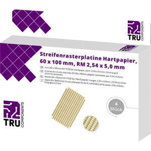 TRU COMPONENTS T1906SA041 Printplaat Hardpapier (l x b) 100 mm x 60 mm 35 µm Rastermaat 5 mm Inhoud 4 stuk(s)