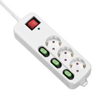 3-voudige Stekkerdoos met Schakelaar TM Electron 3680 W Wit (1,5 m)