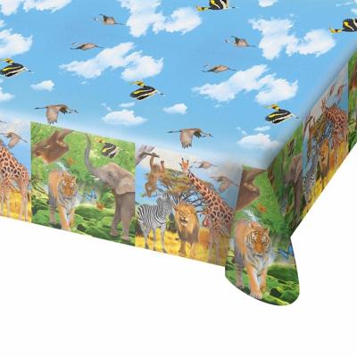 Jungle tafelkleed - 130 x 180 cm - plastic - safari thema - kinder verjaardag - kinderfeestje Jungle tafelkleed - 130 x 180 cm - plastic - safari thema - kinder verjaardag - kinderfeestje