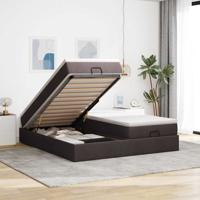 Ottoman bed met matrassen 200x200cm stof donkerbruin