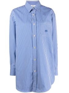 ETRO chemise rayée en coton à logo brodé - Bleu