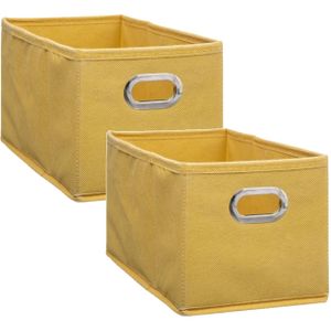 Set van 2x stuks opbergmand/kastmand 7 liter geel linnen 31 x 15 x 15 cm