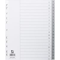 Q-CONNECT tabbladen, A4, PP, 11-gaatsperforatie, set van A-Z, 20 tabs, grijs