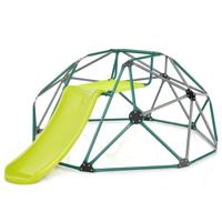 Klimtoren met Glijbaan & Stoffen Platform & 180 kg Belastbaarheid Klimrek in Koepelvorm Groen + Grijs