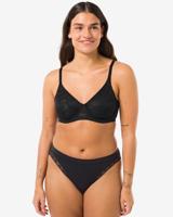 HEMA Damesslip naadloos micro met kant zwart (zwart)