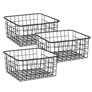 Industriele draadmand - Set van 5x stuks - zwart - metaal - 28 x 22 x 13 cm - opbergmand - woonacces